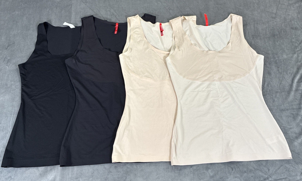 4) Spanx Lg Cami Tank Tops Smoothing Shaping Camisole Slims Shapewear Black/Nude